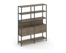 Двухсекционный стеллаж пятиярусный с ящиками 1590х400х1980 Shelf System images