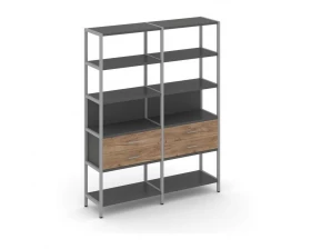 Двухсекционный стеллаж пятиярусный с ящиками 1590х400х1980 Shelf System images