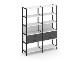 Двухсекционный стеллаж пятиярусный с ящиками 1590х400х1980 Shelf System images