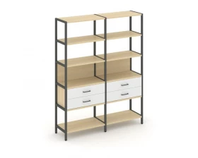 Двухсекционный стеллаж пятиярусный с ящиками 1590х400х1980 Shelf System images