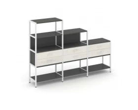 Трехсекционный стеллаж четырех/трех/двухярусный с ящиками 2730х400х1613 Shelf System images