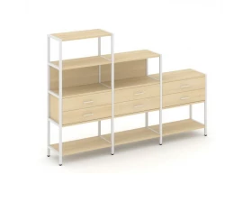 Трехсекционный стеллаж четырех/трех/двухярусный с ящиками 2730х400х1613 Shelf System images