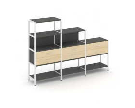 Трехсекционный стеллаж четырех/трех/двухярусный с ящиками 2730х400х1613 Shelf System images