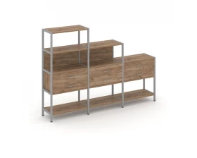 Трехсекционный стеллаж четырех/трех/двухярусный с ящиками 2730х400х1613 Shelf System images