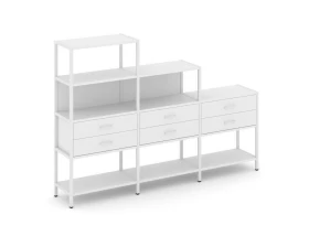 Трехсекционный стеллаж четырех/трех/двухярусный с ящиками 2730х400х1613 Shelf System images