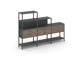 Трехсекционный стеллаж четырех/трех/двухярусный с ящиками 2730х400х1613 Shelf System images