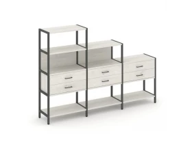 Трехсекционный стеллаж четырех/трех/двухярусный с ящиками 2730х400х1613 Shelf System images