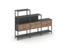 Трехсекционный стеллаж четырех/трех/двухярусный с ящиками 2730х400х1613 Shelf System images