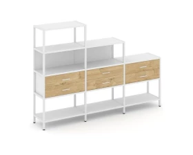 Трехсекционный стеллаж четырех/трех/двухярусный с ящиками 2730х400х1613 Shelf System images