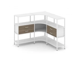 Трехсекционный угловой стеллаж трехярусный с ящиками 1590х1590х1246 Shelf System images