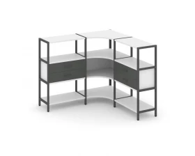 Трехсекционный угловой стеллаж трехярусный с ящиками 1590х1590х1246 Shelf System images