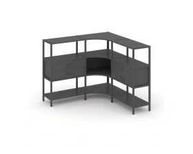 Трехсекционный угловой стеллаж трехярусный с ящиками 1590х1590х1246 Shelf System images