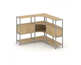 Трехсекционный угловой стеллаж трехярусный с ящиками 1590х1590х1246 Shelf System images