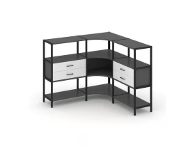 Трехсекционный угловой стеллаж трехярусный с ящиками 1590х1590х1246 Shelf System images