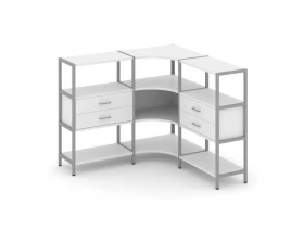 Трехсекционный угловой стеллаж трехярусный с ящиками 1590х1590х1246 Shelf System images