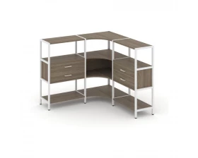 Трехсекционный угловой стеллаж трехярусный с ящиками 1590х1590х1246 Shelf System images