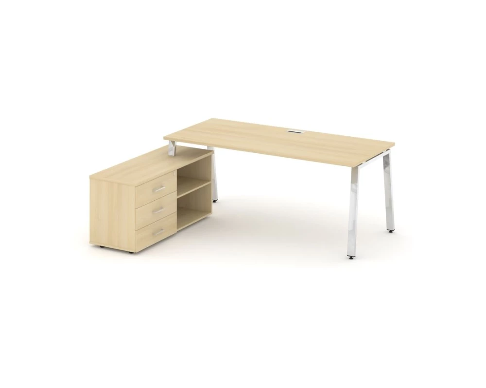 Стол письменный с греденцией левой на А-образном каркасе 1580x800x750 Style Project Direct Lux