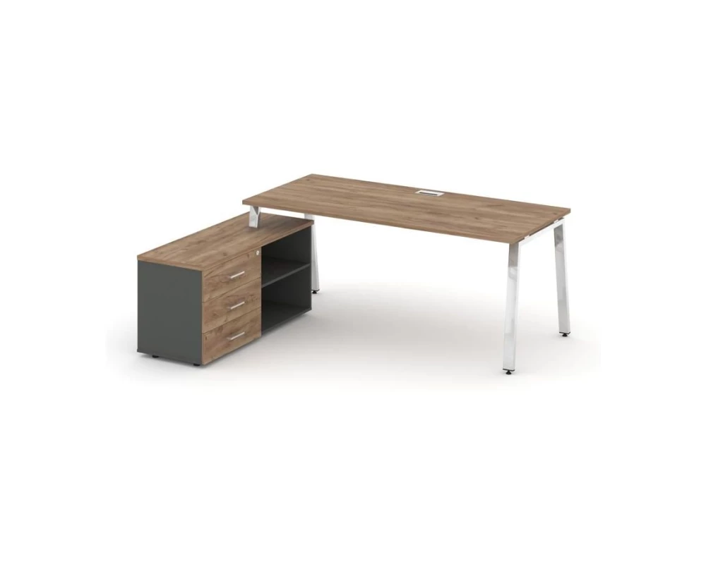 Стол письменный с греденцией левой на А-образном каркасе 1980x700x750 Style Project Direct Lux