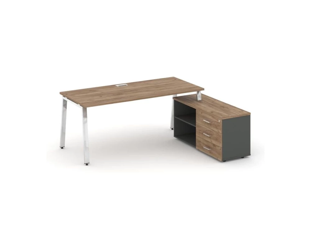 Стол письменный с греденцией правой на А-образном каркасе 1380x700x750 Style Project Direct Lux