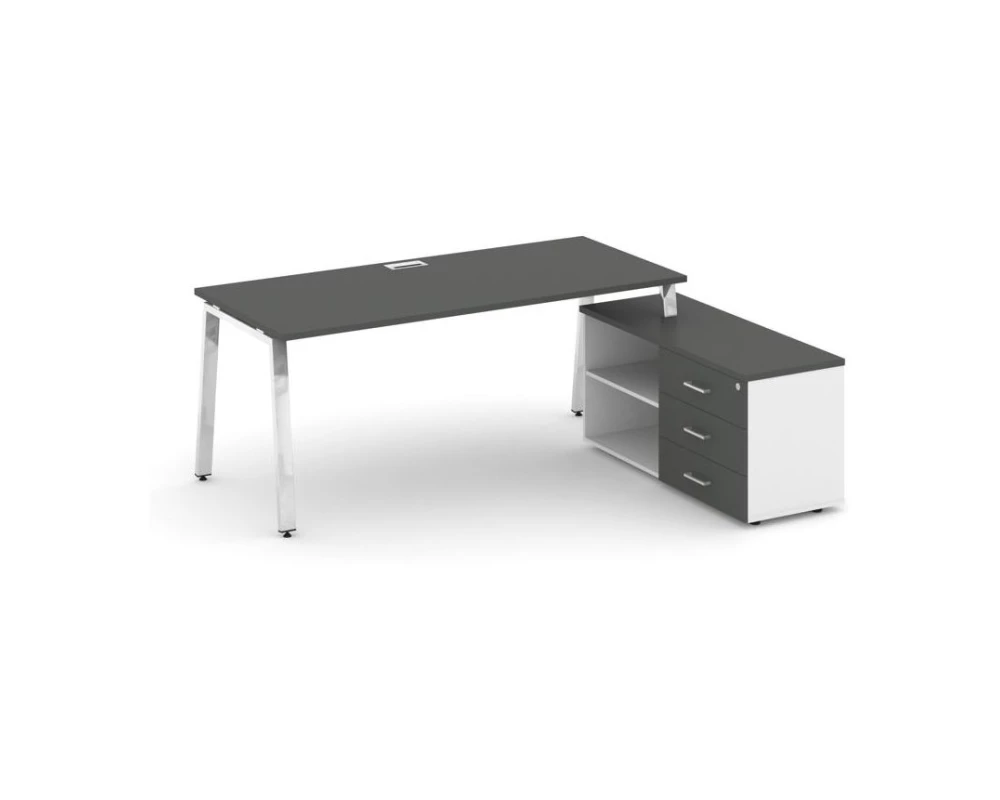 Стол письменный с греденцией правой на А-образном каркасе 1580x700x750 Style Project Direct Lux