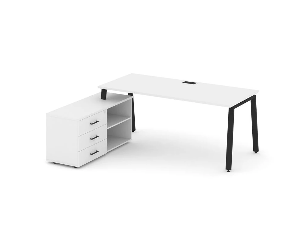 Стол письменный с греденцией левой на А-образном каркасе 1580x1480x750 Style Project Direct