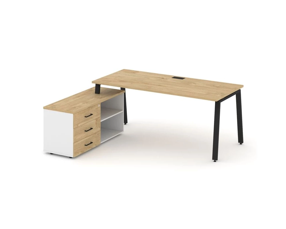 Стол письменный с греденцией левой на А-образном каркасе 1580x1480x750 Style Project Direct