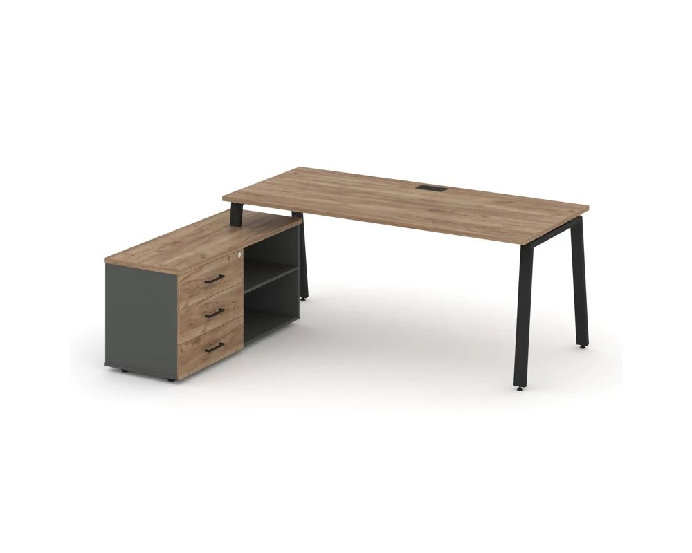 Стол письменный с греденцией левой на А-образном каркасе 1580x1480x750 Style Project Direct