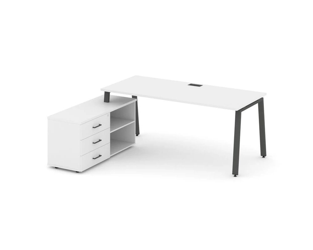 Стол письменный с греденцией левой на А-образном каркасе 1980x1480x750 Style Project Direct