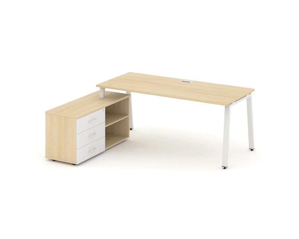 Стол письменный с греденцией левой на А-образном каркасе 2180x1480x750 Style Project Direct