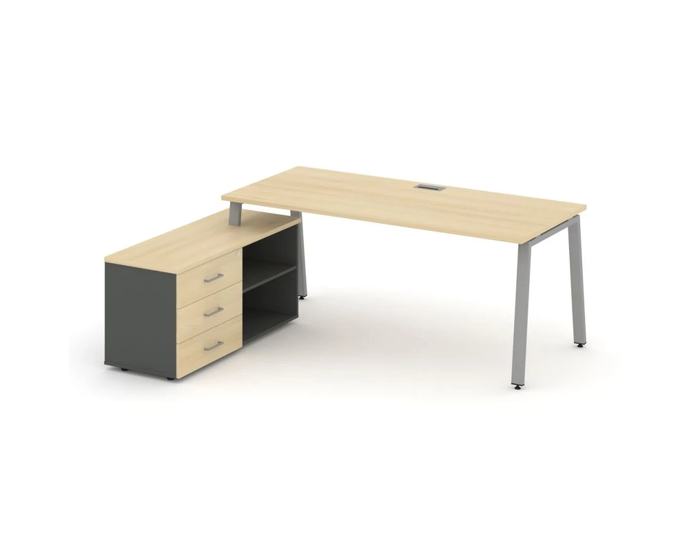 Стол письменный с греденцией левой на А-образном каркасе 2180x1580x750 Style Project Direct