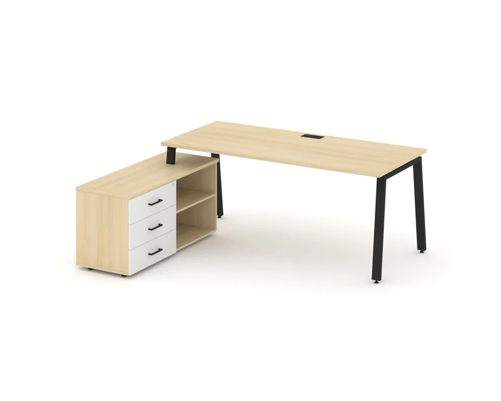 Стол письменный с греденцией левой на А-образном каркасе 2180x1580x750 Style Project Direct