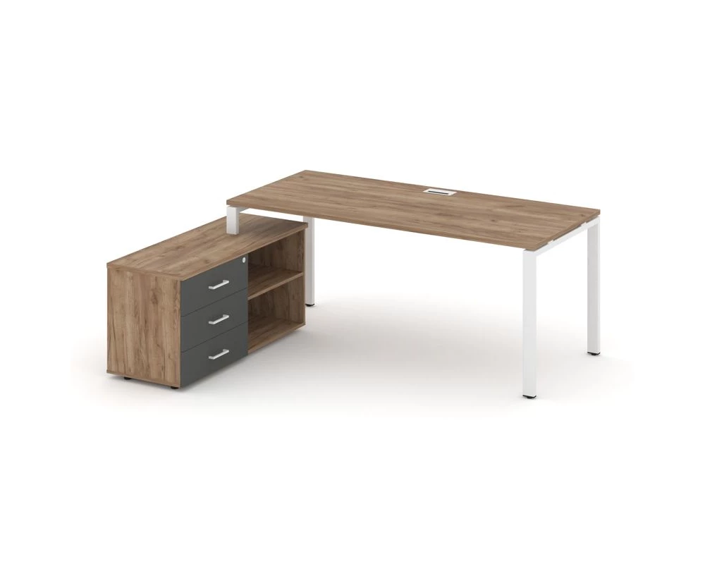 Стол письменный с греденцией левой на П-образном каркасе 1580x1480x750 Style Project Direct