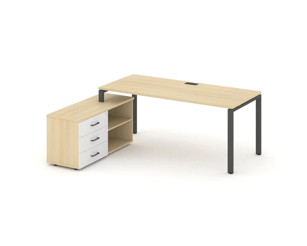 Стол письменный с греденцией левой на П-образном каркасе 1580x1480x750 Style Project Direct