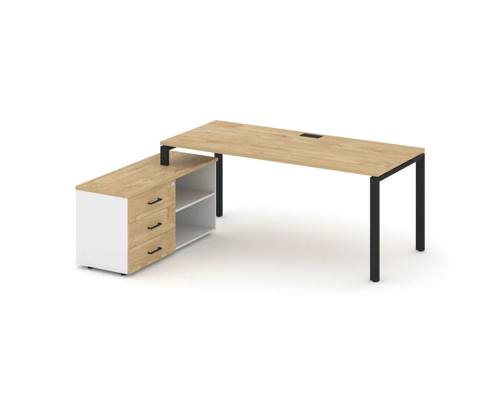 Стол письменный с греденцией левой на П-образном каркасе 1580x1480x750 Style Project Direct