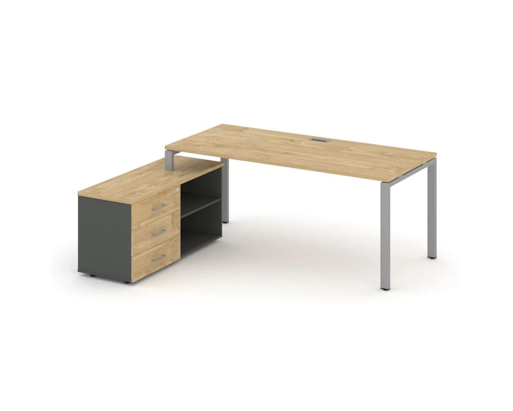 Стол письменный с греденцией левой на П-образном каркасе 1980x1580x750 Style Project Direct