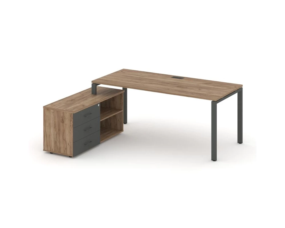 Стол письменный с греденцией левой на П-образном каркасе 1980x1580x750 Style Project Direct