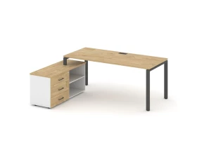 Стол письменный с греденцией левой на П-образном каркасе 2180x1480x750 Style Project Direct images