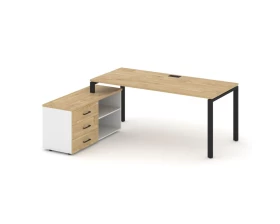 Стол письменный с греденцией левой на П-образном каркасе 2180x1580x750 Style Project Direct images