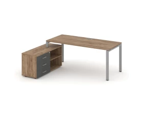 Стол письменный с греденцией левой на П-образном каркасе 2180x1580x750 Style Project Direct images