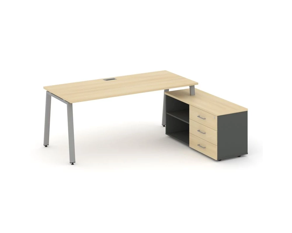 Стол письменный с греденцией правой на А-образном каркасе 1580x1480x750 Style Project Direct