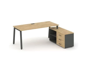 Стол письменный с греденцией правой на А-образном каркасе 1580x1480x750 Style Project Direct images