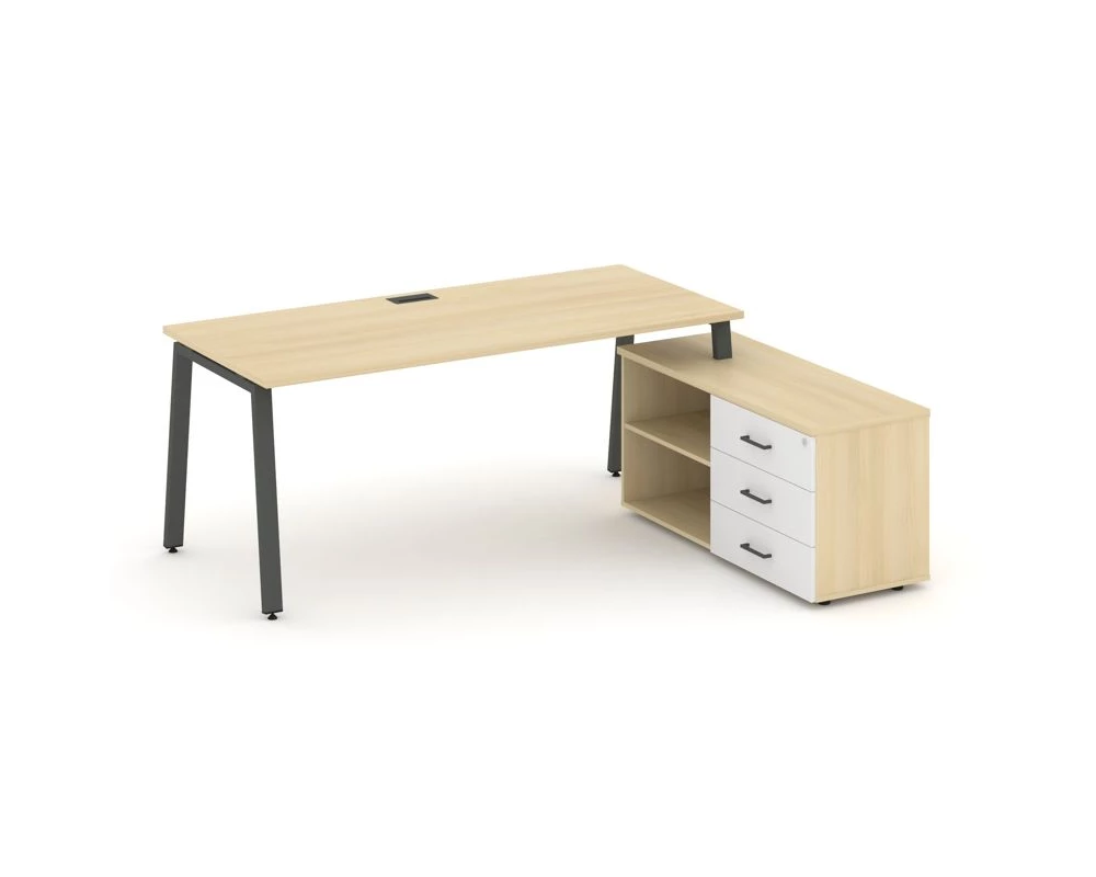 Стол письменный с греденцией правой на А-образном каркасе 1980x1480x750 Style Project Direct