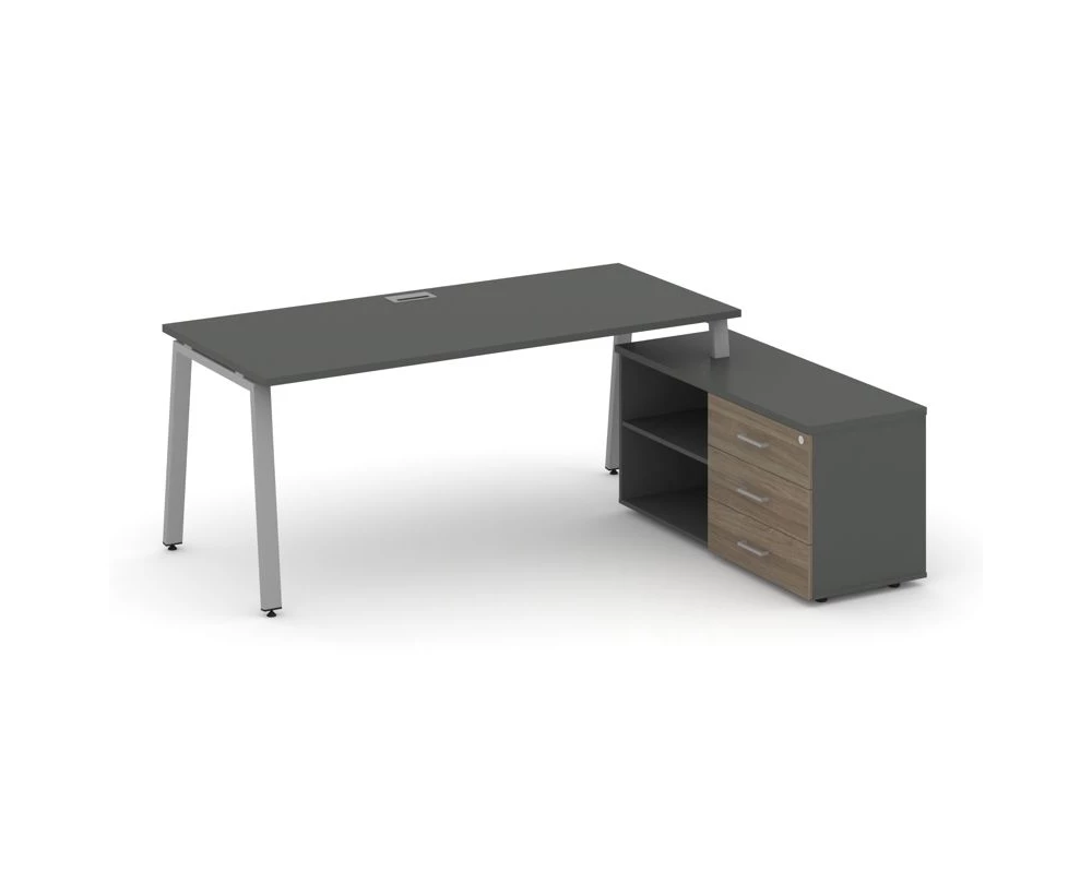 Стол письменный с греденцией правой на А-образном каркасе 2180x1480x750 Style Project Direct