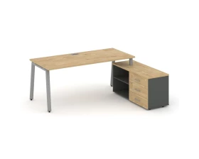 Стол письменный с греденцией правой на А-образном каркасе 2180x1480x750 Style Project Direct images