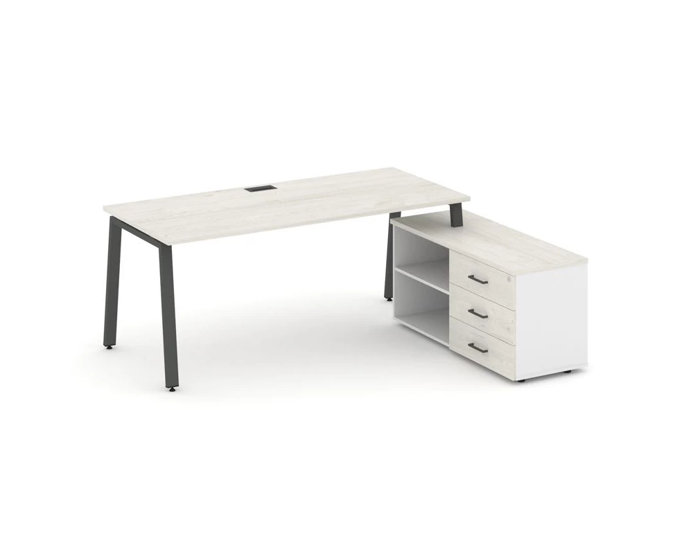 Стол письменный с греденцией правой на А-образном каркасе 2180x1480x750 Style Project Direct