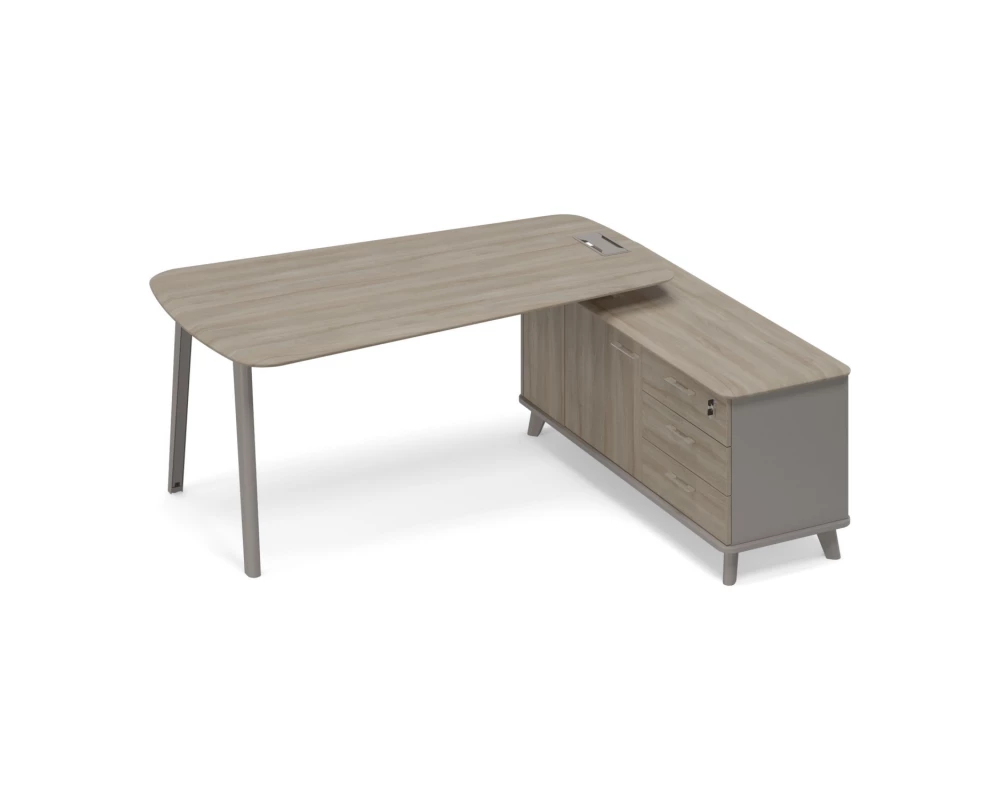 Стoл на опорной тумбе правый (тип 3) для руководителя Time Metal