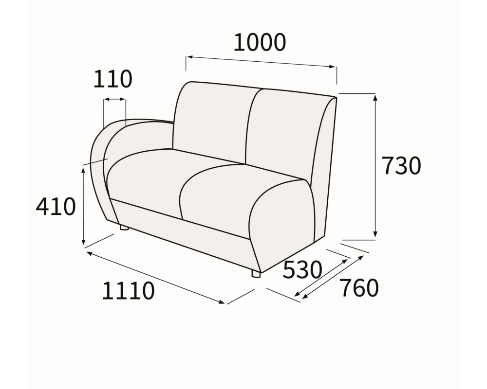 Модуль 2-хмест. с левым подлок-ком Альфа Люкс