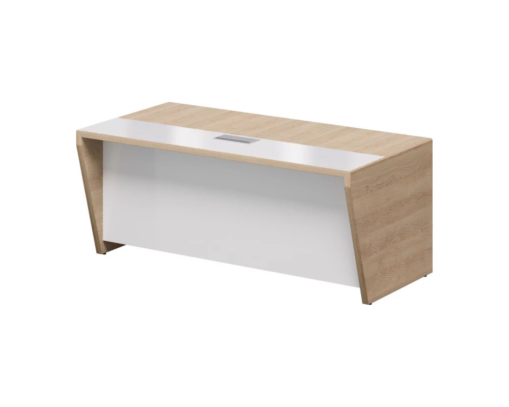 Стол рабочий 180х90х76 Plaza Director Дуб песочный/Белый глянец