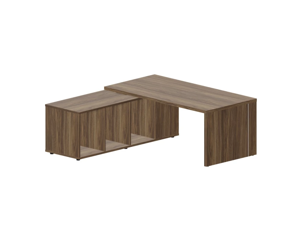 Стол письменный на опорной сервисной тумбе (левый) 180х180х73,5 Norman Орех