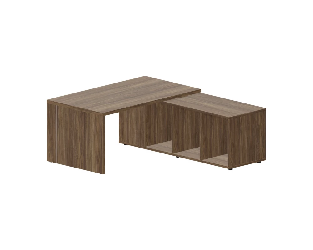 Стол руководителя на опорной сервисной тумбе (правый) 160х180х73,5 Norman Орех